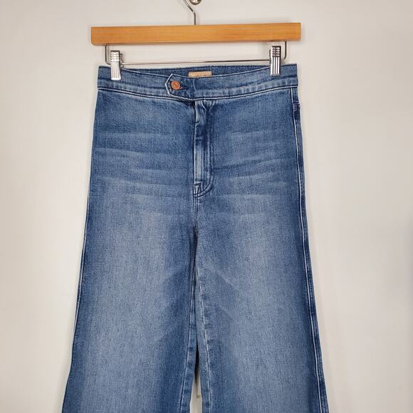 Mother The Tab Roller Skimp Wide Leg Jeans From Out Of Town Blue USA Size 24 - Picture 6 of 13